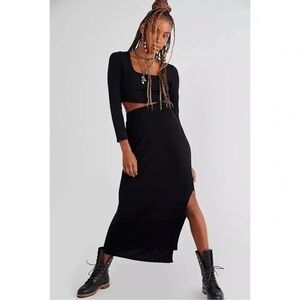 NWT Free People Matching Two Piece Skirt Set Black XS